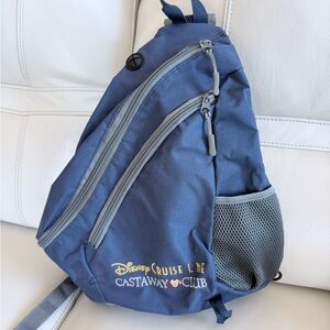 Disney Cruise Line Castaway Club Sling Shoulder Bag Backpack Embroidered Navy